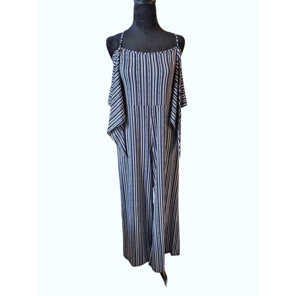 NWT Derek Heart Nacy/White Pinstripe Jumpsuit - Size XL